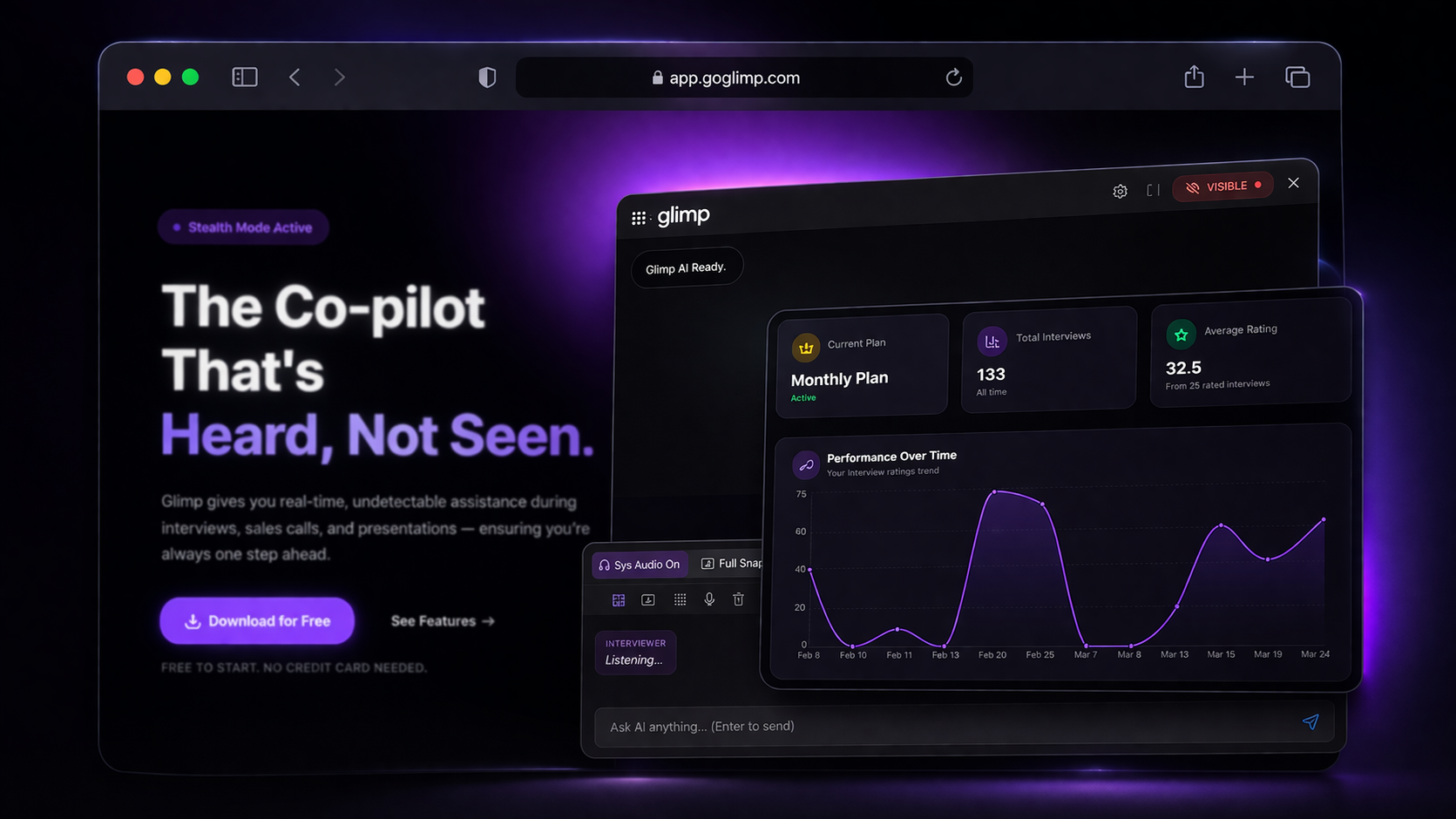 Glimp AI Interview Intelligence Dashboard